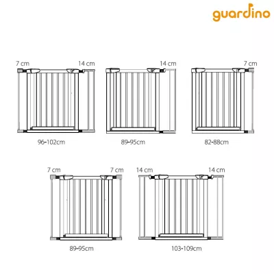 Extensie poarta de siguranta pentru copii Guardino, 14 cm, montare prin presiune, metal, alb, 700012