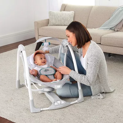 Ingenuity - Leagan portabil ConvertMe Swing 2 Seat Battery-Saver, Nash
