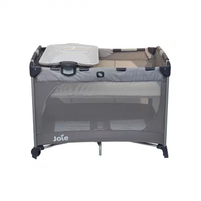 Joie - Patut pliant Commuter Change Gray Stripes, cu cosulet detasabil inclus