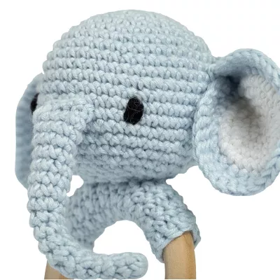 Jucarie crosetata manual pentru dentitie - Elefant - albastru - Maimutzeria Tiarra