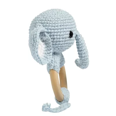 Jucarie crosetata manual pentru dentitie - Elefant - albastru - Maimutzeria Tiarra
