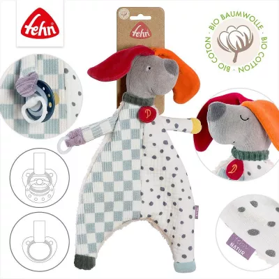 Jucarie cu inel pentru suzeta  - Catelus NATUR