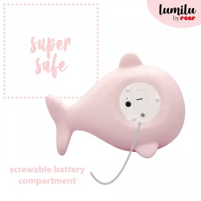 Lampa de veghe cu LED, cu oprire cronometrata, forma delfin unicorn, roz, Lumilu Sea Life Narwhal 52284