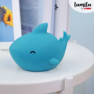 Lampa de veghe cu LED, cu oprire cronometrata, forma rechin, albastra, Lumilu Sea Life Shark, Reer 52303