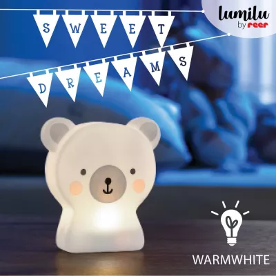 Lampa de veghe cu LED, cu oprire cronometrata, forma ursulet, alba, Lumilu Cute Friends Bear, Reer 52310