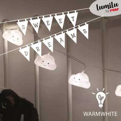 Lampa de veghe ghirlanda, 10 LED-uri, oprire cronometrata, forma nor, alba, Lumilu String Light Cloud, Reer 52180