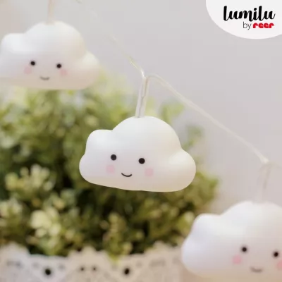 Lampa de veghe ghirlanda, 10 LED-uri, oprire cronometrata, forma nor, alba, Lumilu String Light Cloud, Reer 52180