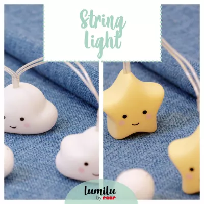 Lampa de veghe ghirlanda, 10 LED-uri, oprire cronometrata, forma nor, alba, Lumilu String Light Cloud, Reer 52180