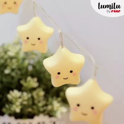 Lampa de veghe ghirlanda, 10 LED-uri, oprire cronometrata, forma stea, galbena, Lumilu String Light Star, Reer 52195