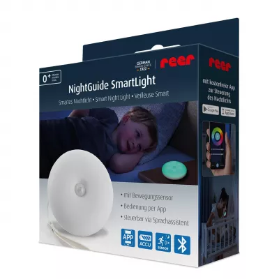 Lampa de veghe inteligenta cu senzor de miscare, comunicare wireless cu smartphone, temporizator, Reer NightGuide SmartLight 52460