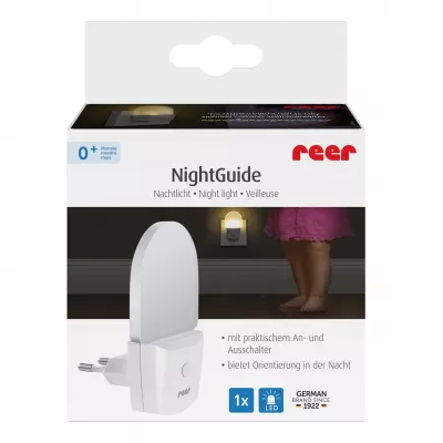 Lampa de veghe pentru priza, cu comutator, 0+ luni, Reer NightGuide 52390