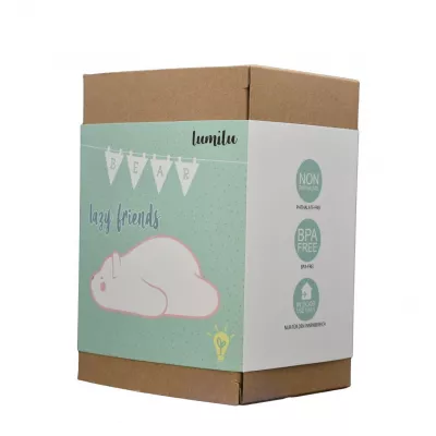 Lampa de veghe si veioza cu LED, lumina reglabila si oprire cronometrata, forma urs polar, alba, Lumilu Lazy Friends Bear, Reer 52230