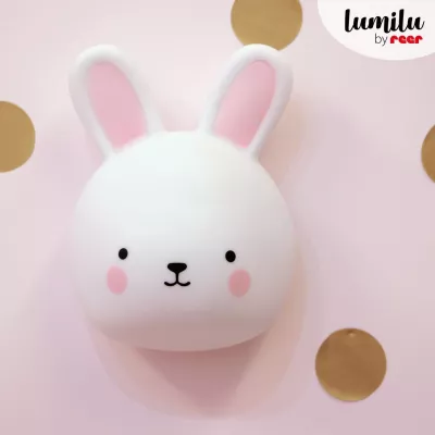 Lampa de veghe si veioza cu touch, 2in1, prindere perete, cu led, lumina reglabila si oprire cronometrata, forma iepuras, Lumilu Touch Light Bunny, Reer 52200