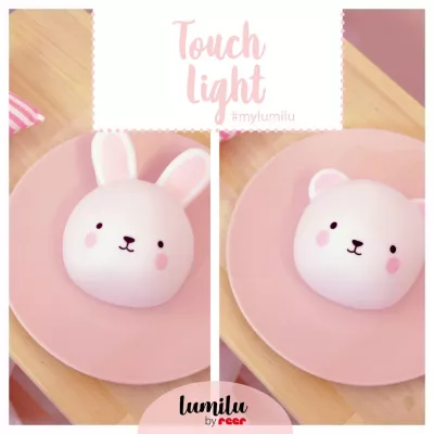 Lampa de veghe si veioza cu touch, 2in1, prindere perete, cu led, lumina reglabila si oprire cronometrata, forma iepuras, Lumilu Touch Light Bunny, Reer 52200