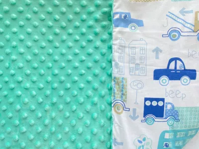 Lenjerie de pat pentru copii  - Mint Bubbles Blue Car - Maradalia Kids