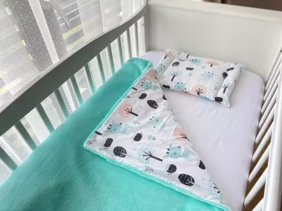 Lenjerie de pat pentru copii - Plain Mint Deer - Maradalia Kids