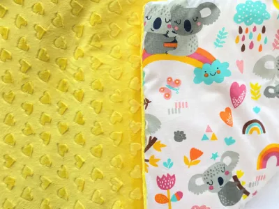 Lenjerie de pat pentru copii - Yellow Hearts Koala - Maradalia Kids