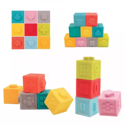Set 9 cuburi - Primul joc de construit al bebelusului - Ludi