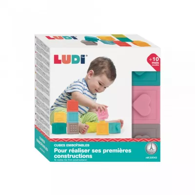 Set 9 cuburi - Primul joc de construit al bebelusului - Ludi