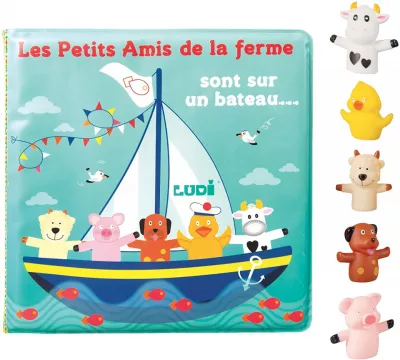 LUDI Set de baie carte si marionete pentru degete