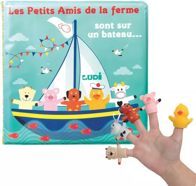 LUDI Set de baie carte si marionete pentru degete