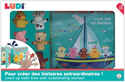 LUDI Set de baie carte si marionete pentru degete