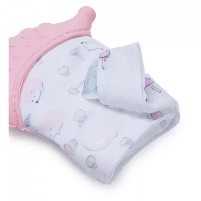 Manusa arici roz pentru dentitie bebelusi  Scratch  Gloves - BabyJem