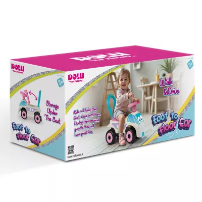 Masina fara pedale Foot to Floor - Alb& roz