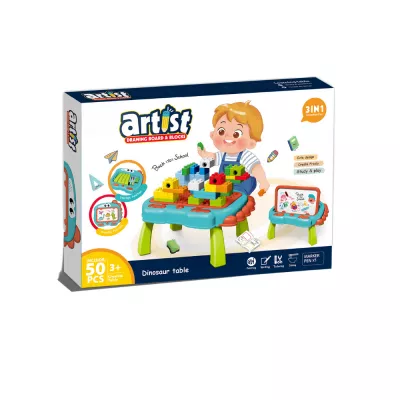 Masuta multifunctionala 3 in 1 pentru constructie - Dinozaur