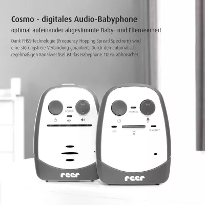 Monitor audio digital pentru bebelusi Cosmo, lumina de veghe, functie Vox, interfon, distanta 600 m, Reer 50150