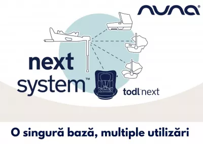 Nuna - Set Scaun auto rotativ i-Size TODL next Biscotti, 40-105 cm + Baza isofix BASE next i-Size pentru TODL next, testat ADAC