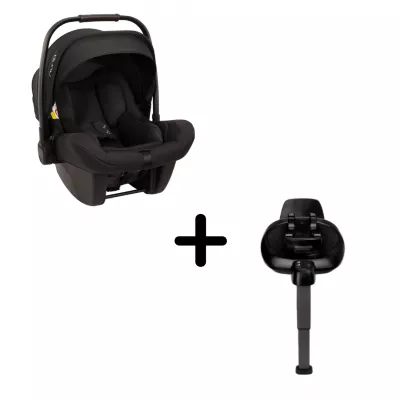 Nuna - Set scoica auto i-Size PIPA Lite Caviar R129 + Baza isofix BASE next i-Size pentru PIPA Lite, testata ADAC