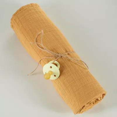 ONINO - Muselina multifunctionala din bumbac 100% organic, HUG.me, Honey Gold, x1 bucata, 120 x 120 cm, certificata GOTS