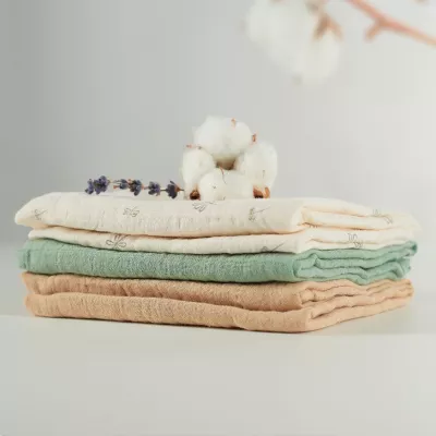 ONINO - Muselina multifunctionala din bumbac 100% organic, HUG.me, Pure Nature, x3 bucati, 60 x 60 cm, certificata GOTS