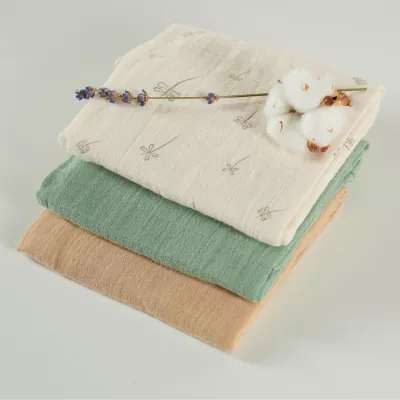 ONINO - Muselina multifunctionala din bumbac 100% organic, HUG.me, Pure Nature, x3 bucati, 60 x 60 cm, certificata GOTS