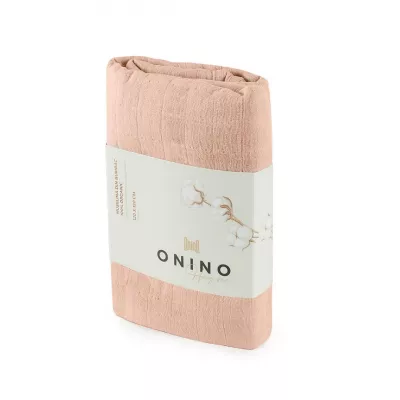 ONINO - Muselina multifunctionala din bumbac 100% organic, HUG.me, Sandy Rose, x1 bucata, 120 x 120 cm, certificata GOTS