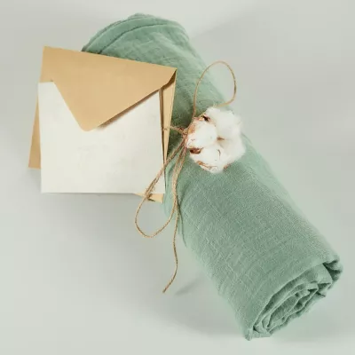 ONINO - Muselina multifunctionala din bumbac 100% organic, HUG.me, Serene Green, x1 bucata, 120 x 120 cm, certificata GOTS