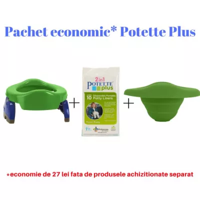 Pachet economic  Olita portabila, liner, 10 pungi biodegradabile, 700g, 14 luni+, vernil
