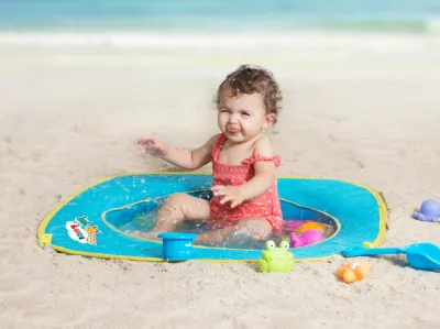 Pachet - Minipiscina de plaja cu jucarii + Cort UV50 Sun - Ludi