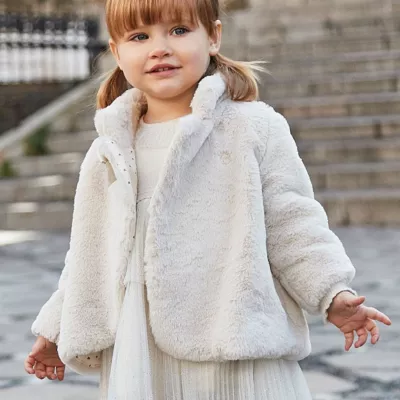 Palton blanita guler inalt- Alb - Mayoral 24 luni (92 cm)