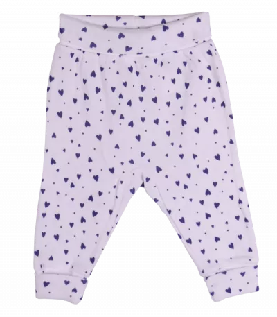 Pantaloni cu manseta din bumbac 100% si imprimeu inimioare albastre 12 luni