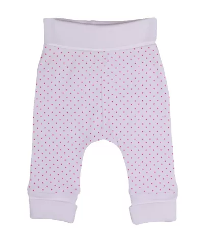 Pantaloni cu manseta din bumbac 100% si imprimeu picatele rosii 12 luni