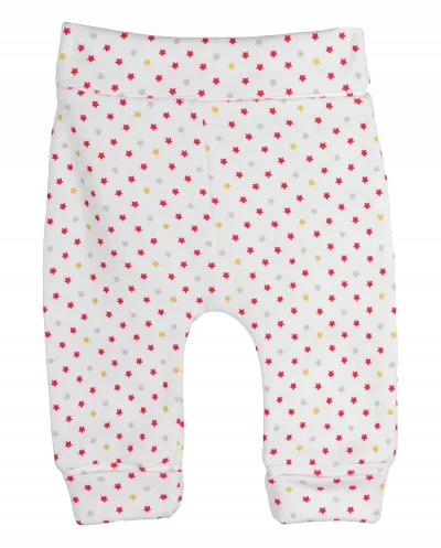 Pantaloni cu manseta din bumbac si imprimeu stelute colorate