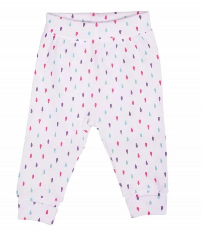 Pantaloni cu mansete bumbac 100% si imprimeu picaturi colorate 12 luni