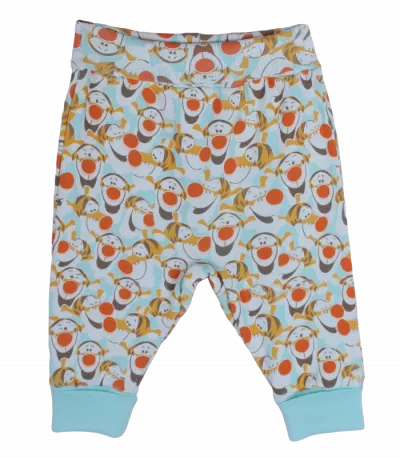 Pantaloni cu mansete din bumbac 100% si imprimeu Tigrila 6 luni