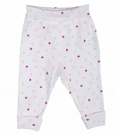 Pantaloni cu manste din bumbac 100% si inimioare colorate 6 luni