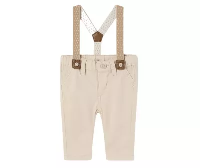 Pantaloni lungi Bej cu bretele - Mayoral   12 luni