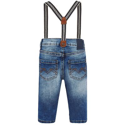 Pantaloni lungi denim cu bretele 18 luni