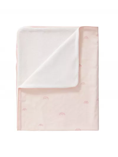 Păturică căptușită din bumbac organic, cu model Rainbow rose