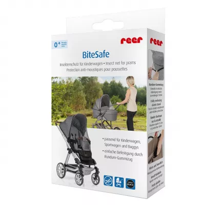 Plasa de insecte pentru carucior bebelusi, protectie tantari, 0+ luni, neagra, Reer BiteSafe black 87021